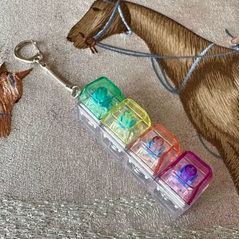 LED Keyboard Keychain Fidget Toy – Crystal Clicker Sensory Stress Relief Gadget