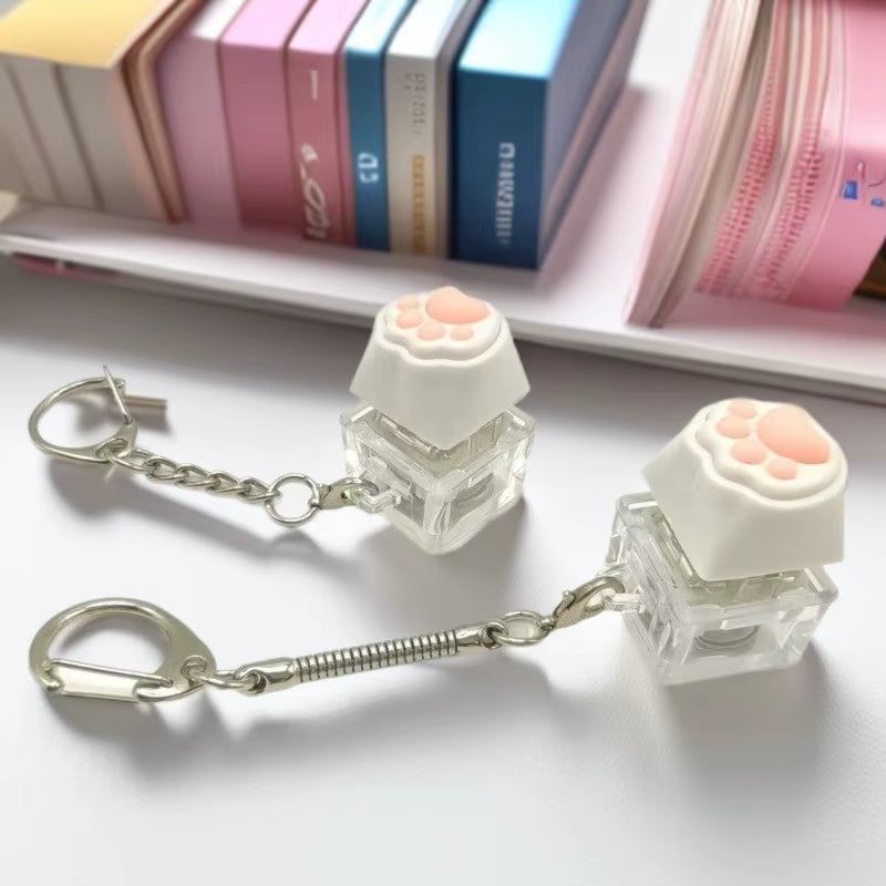 LED Keyboard Keychain Fidget Toy – Crystal Clicker Sensory Stress Relief Gadget