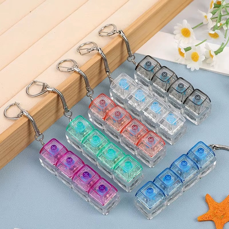 LED Keyboard Keychain Fidget Toy – Crystal Clicker Sensory Stress Relief Gadget