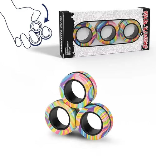 Magnetic Rings Fidget Toy Set (3PCS) – Spinner Magnet Rings for Stress Relief | Sensory Fidget Toys for Adults, Teens & Kids