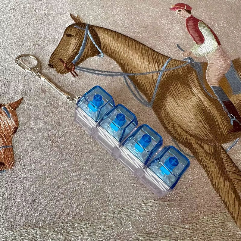 LED Keyboard Keychain Fidget Toy – Crystal Clicker Sensory Stress Relief Gadget