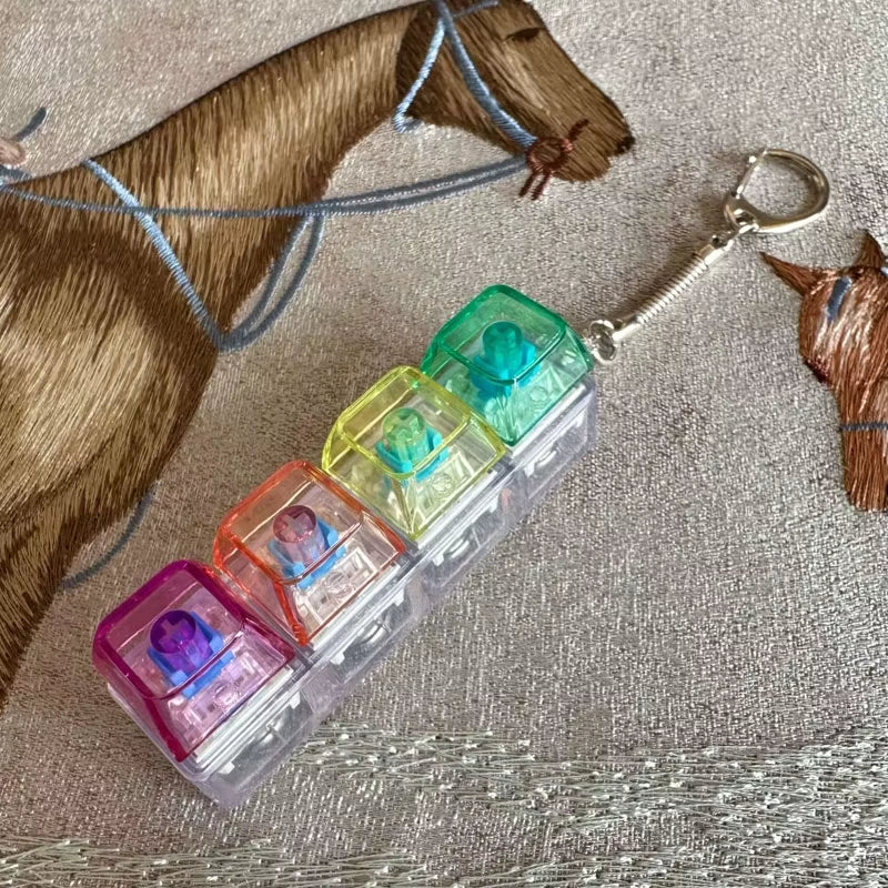 LED Keyboard Keychain Fidget Toy – Crystal Clicker Sensory Stress Relief Gadget