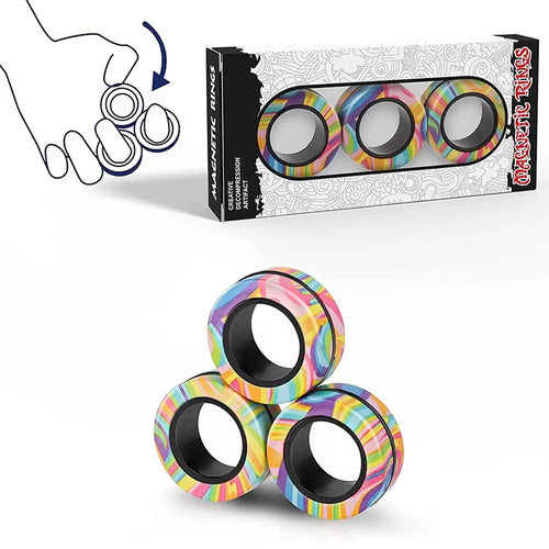 Magnetic Rings Fidget Toy Set (3PCS) – Spinner Magnet Rings for Stress Relief | Sensory Fidget Toys for Adults, Teens & Kids