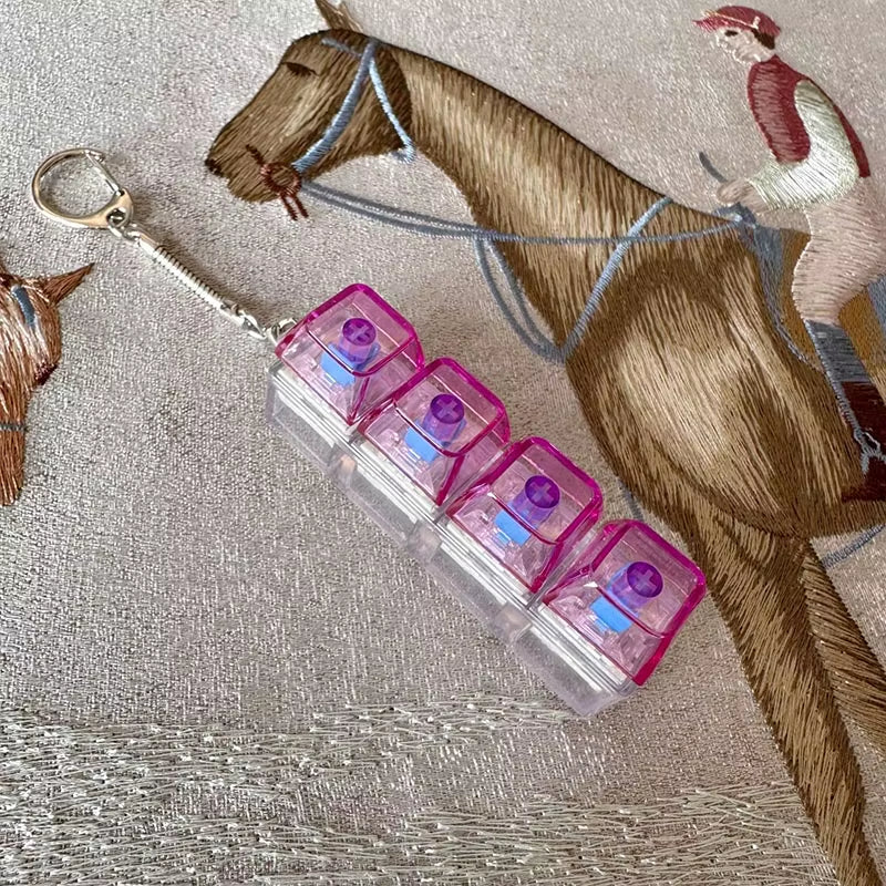 LED Keyboard Keychain Fidget Toy – Crystal Clicker Sensory Stress Relief Gadget