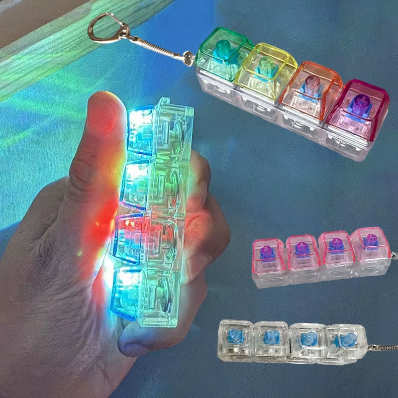 LED Keyboard Keychain Fidget Toy – Crystal Clicker Sensory Stress Relief Gadget