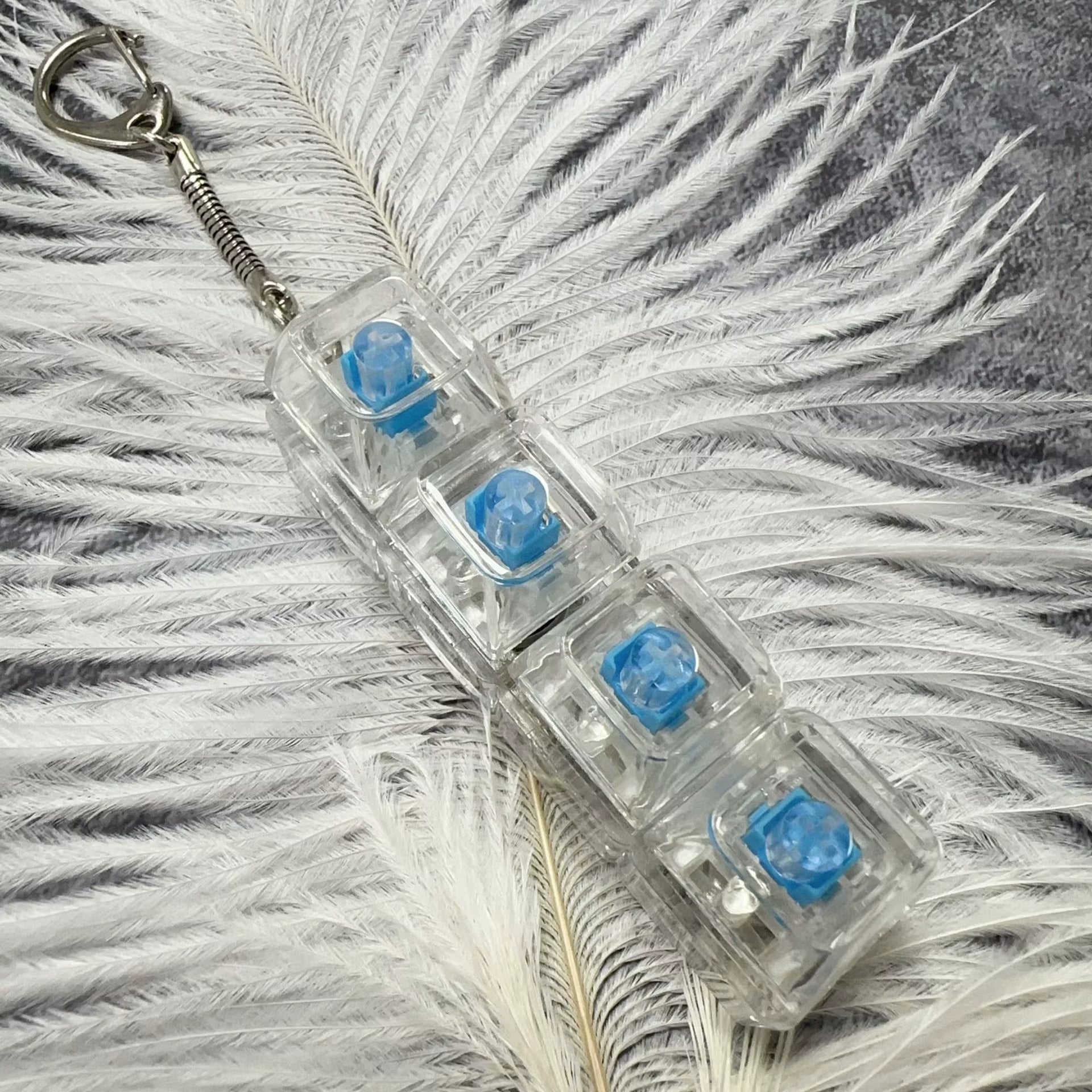 LED Keyboard Keychain Fidget Toy – Crystal Clicker Sensory Stress Relief Gadget